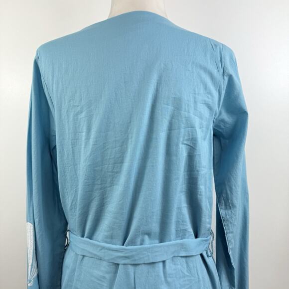 Show Me Your Mumu Malia Mini Dress Blue Capri Shells Small Embroidery Beach Boho - Picture 11 of 14